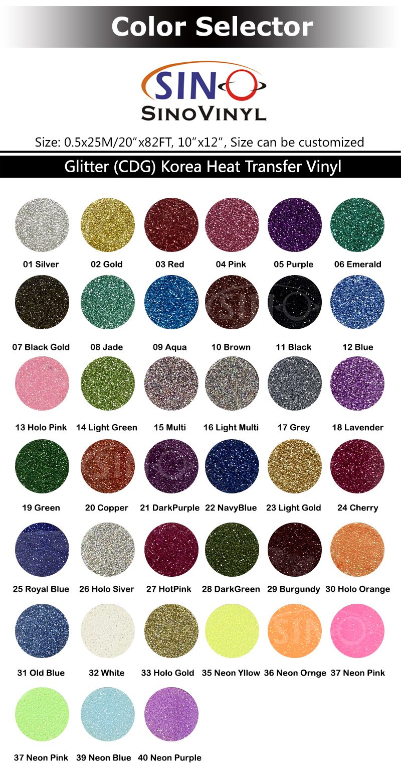 Fabric Clothing T-shirt HTV Glitter Heat Transfer Vinyl Textile