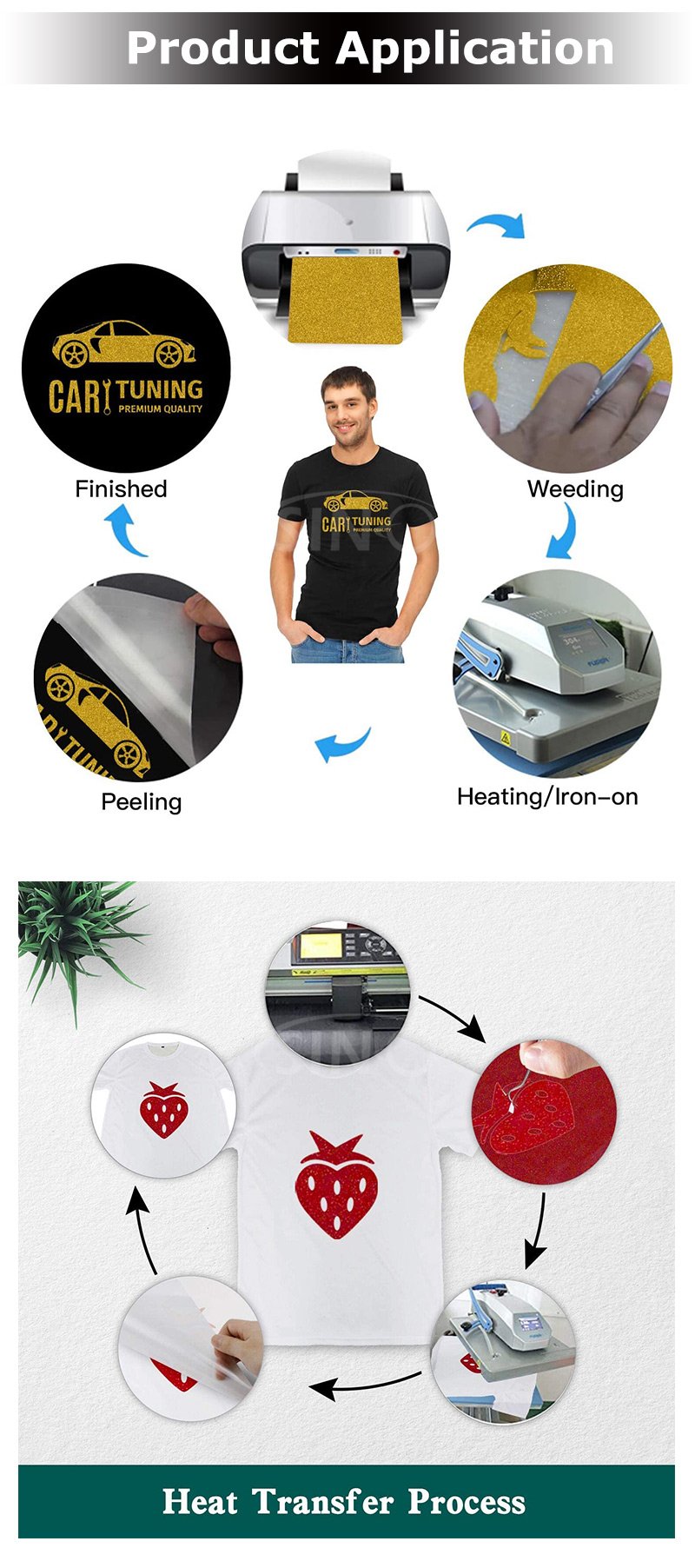 Fabric Clothing T-shirt HTV Glitter Heat Transfer Vinyl Textile