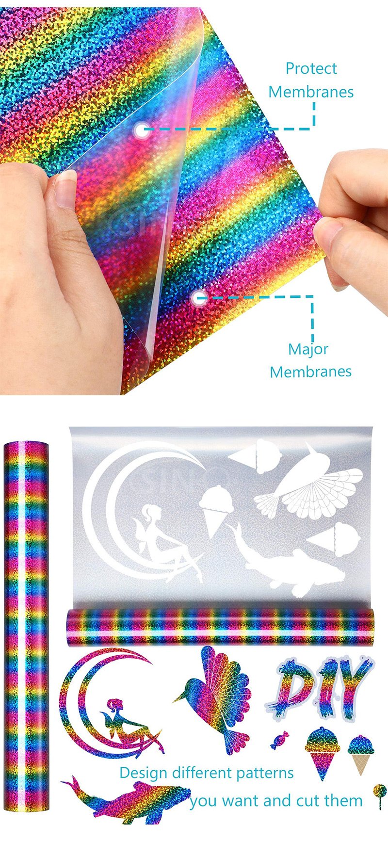 Holographic Rainbow HTV Heat Transfer Vinyl for Clothing