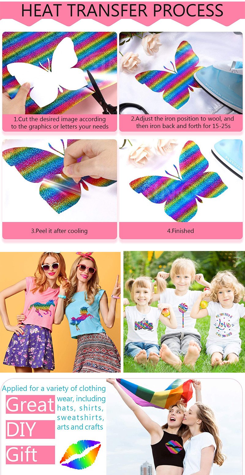 Holographic Rainbow HTV Heat Transfer Vinyl for Clothing