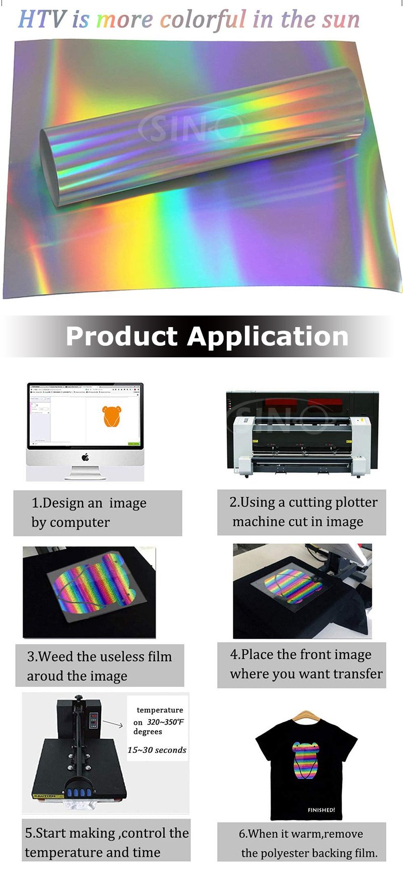 Holographic Rainbow HTV Heat Transfer Vinyl for Clothing