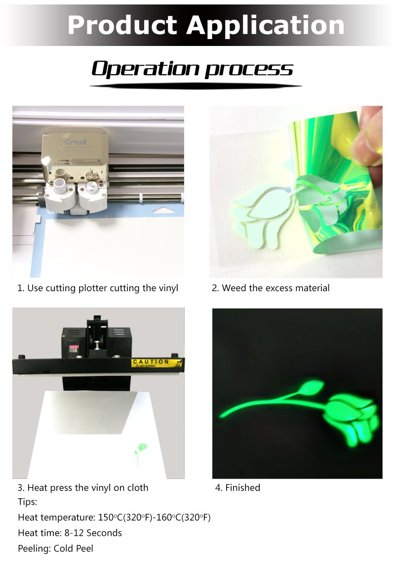Photoluminescent Rainbow Heat Transfer Press HTV Vinyl
