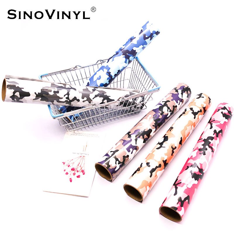 Multi Color Textile Korea HTV Rolls Camouflage For Jean Jacket SINO VINYL
