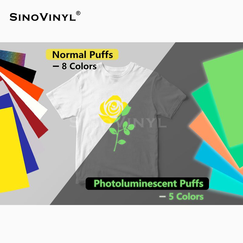 Photoluminescent 3D Puffs Heat Transfer Textile Vinyl For Tshirt