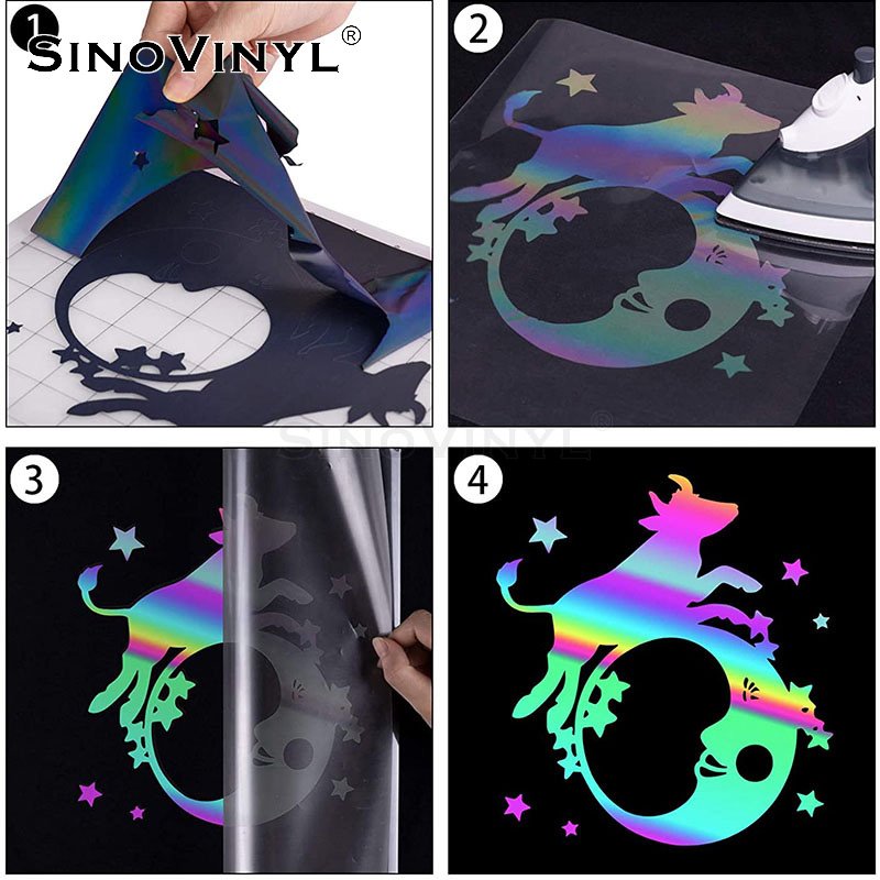 Factory Supply Htv Glitter Rainbow Heat Transfer Vinyl Roll