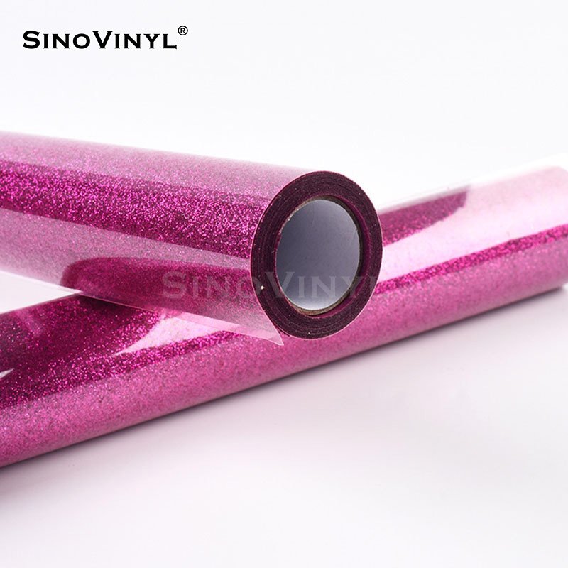 Fast Shipping 50cm*25m Rose Red Heat Press Vinyl Flex Glitter HTV Vinyl Rolls