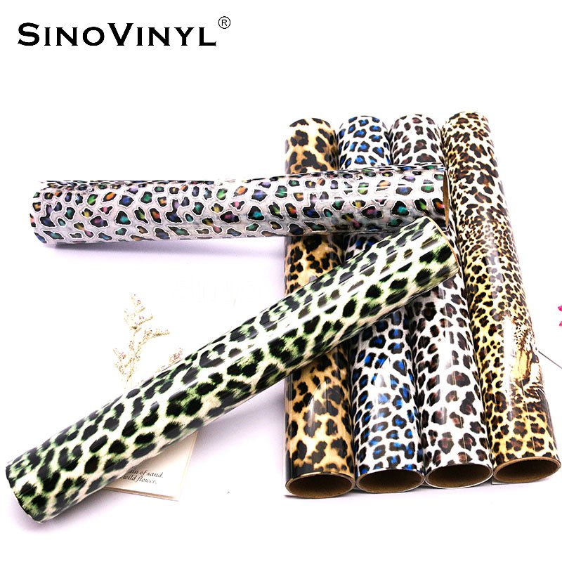 PU Leopard Patterned Rolls Animal Print HTV Vinyl For Shirts